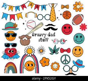 Set di roba per il giorno dei padri. Miglior papà di sempre. Vettore. Illustrazione Vettoriale