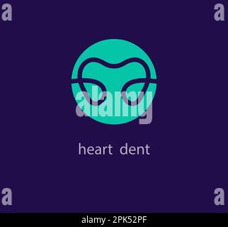 Logo a cuore rotondo e ammaccatura. Design unico. Modello di logo per la salute clinica e dentale. vettore. Illustrazione Vettoriale