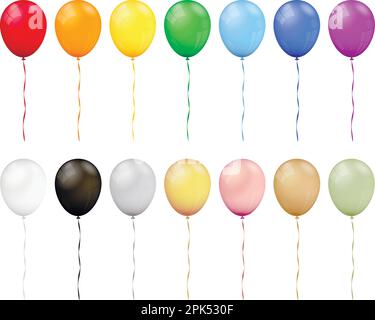 Set vettoriale di palloncini colorati isolati realistici Illustrazione Vettoriale