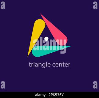 Logo centrale triangolare. Transizioni di colore uniche nel design. Modello di logo con frecce geometriche creative. vettore. Illustrazione Vettoriale