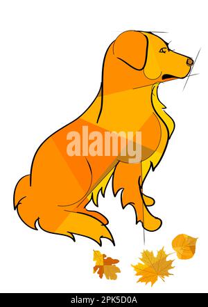 illustrazione del vettore golden retriever isolato su bianco Illustrazione Vettoriale