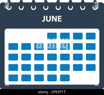 Icona Calendario di giugno. EPS vettoriale stile piatto. Illustrazione Vettoriale
