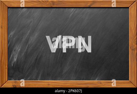 Acronimo VPN scritto su lavagna. Connessione di rete protetta Foto Stock