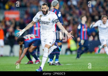 Barcellona, Spagna. Credit: D. 5th Apr, 2023. Karim Benzema (Real) Calcio/Calcio : spagnolo 'Copa del Rey' semifinale 2nd tappa tra FC Barcelona 0-4 Real Madrid al Camp Nou Spotify a Barcellona, Spagna. Credit: D .Nakashima/AFLO/Alamy Live News Foto Stock