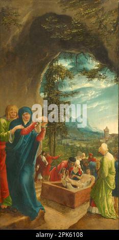 La tomba di Cristo dipinta da Albrecht Altdorfer della scuola tedesca rinascimentale del Danubio. Foto Stock