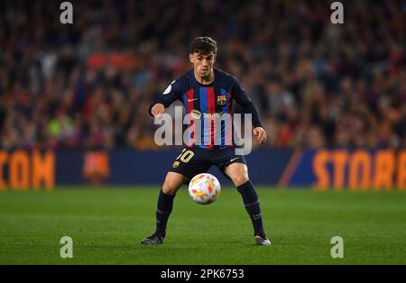 Barcellona, ESP. 05th Apr, 2023. FC BARCELONA vs REAL MADRID 5 aprile 2023 Gavi (30) del FC Barcelona durante la seconda tappa tra FC Barcelona e Real Madrid corrispondente alla semifinale della Coppa del Re Spagnola al Camp Nou di Spotify a Barcellona, Spagna. Credit: Rosdemora/Alamy Live News Foto Stock