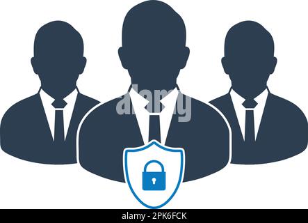 Icona sicurezza dipendente. EPS vettoriale stile piatto. Illustrazione Vettoriale