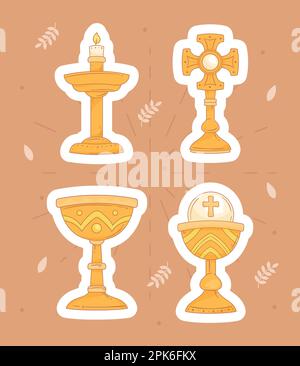 Un simbolo d'oro cristiani e spiritualità su bianco Illustrazione Vettoriale