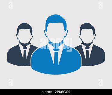 Il team aziendale e la relativa icona. I dipendenti dietro il leader. Illustrazione Vettoriale