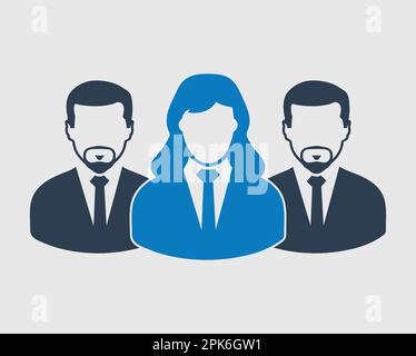 Icona del team aziendale. Dipendenti dietro il leader. EPS vettoriale stile piatto. Illustrazione Vettoriale