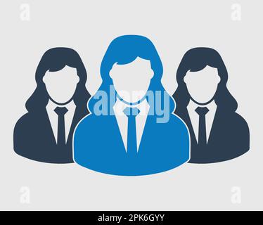 Icona del team aziendale. Dipendenti dietro il leader. EPS vettoriale stile piatto. Illustrazione Vettoriale