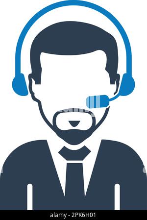 Icona del servizio Costumer maschile. EPS vettoriale stile piatto. Illustrazione Vettoriale