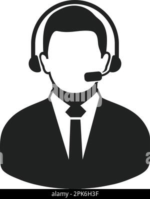 Icona del servizio Costumer maschile. EPS vettoriale stile piatto. Illustrazione Vettoriale