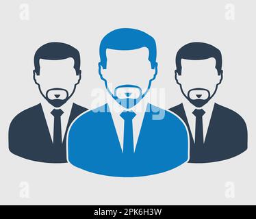 Icona del team aziendale. Dipendenti dietro il leader. EPS vettoriale stile piatto. Illustrazione Vettoriale