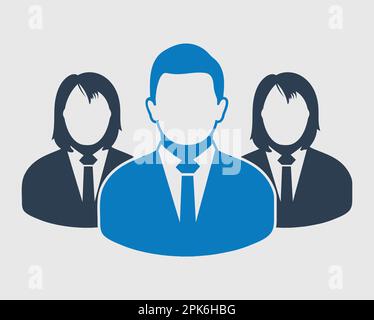 Icona del team aziendale. Dipendenti dietro il leader. EPS vettoriale stile piatto. Illustrazione Vettoriale