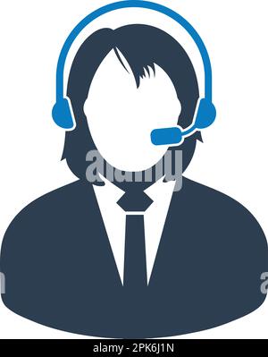 Icona del servizio Costumer femminile. EPS vettoriale stile piatto. Illustrazione Vettoriale