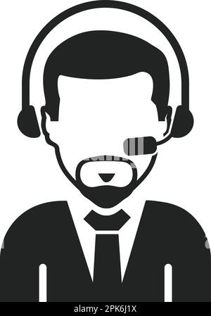Icona del servizio Costumer maschile. EPS vettoriale stile piatto. Illustrazione Vettoriale