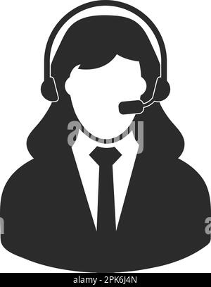 Icona del servizio Costumer femminile. EPS vettoriale stile piatto. Illustrazione Vettoriale