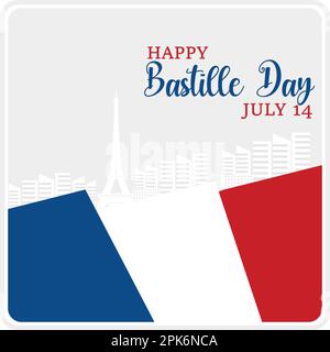 Buon giorno della Bastiglia francia giorno indipendente, festa nazionale 14 luglio, illustrazione di sfondo moderno Illustrazione Vettoriale