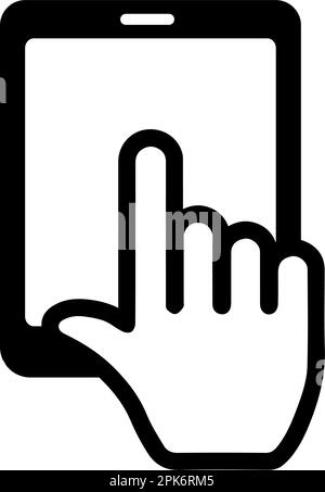 Utilizzando il telefono cellulare, toccare immagine dell'icona del vettore dello schermo Illustrazione Vettoriale