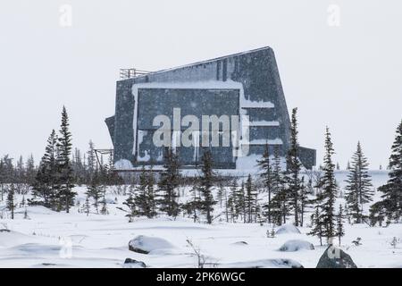 Lanciarazzi Black Brant presso la gamma di razzi smantellati a Churchill, Manitoba, Canada Foto Stock