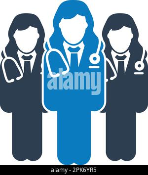 Icona della squadra di dottorato femminile. EPS vettoriale stile piatto. Illustrazione Vettoriale