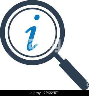 Icona delle informazioni di ricerca. EPS vettoriale stile piatto. Illustrazione Vettoriale