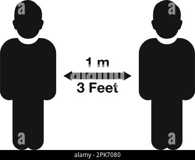 Icona di mantenimento della distanza di 1 metri. Illustrazione del simbolo EPS vettoriale modificabile. Illustrazione Vettoriale