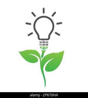 verde energia lampadina globo verde pianta simbolo icona vettore isolato su sfondo bianco Illustrazione Vettoriale