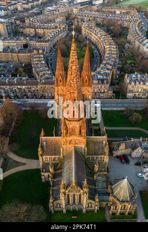 Veduta aerea della Cattedrale episcopale di St Mary, Edimburgo, Scozia, Regno Unito Foto Stock
