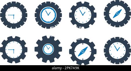 Impostazione dell'icona dell'ora. EPS vettoriale stile piatto. Illustrazione Vettoriale
