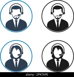 Set di icone Assistenza clienti. EPS vettoriale stile piatto. Illustrazione Vettoriale