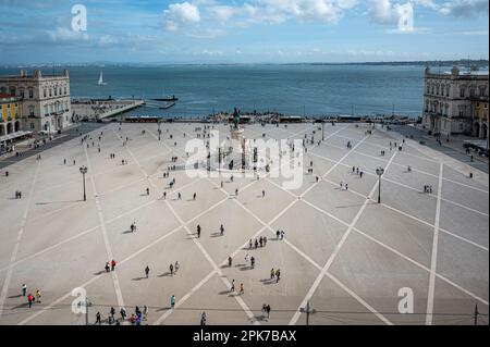 Praca do comercio (Commerce Plaza) dall'alto a Lisbona, Portogallo Foto Stock