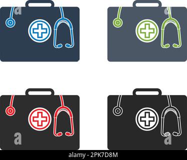Set di icone del kit di pronto soccorso. EPS vettoriale stile piatto. Illustrazione Vettoriale