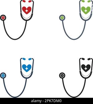 Set di icone misurazione battito cardiaco. Vettore di stile piatto. Illustrazione Vettoriale