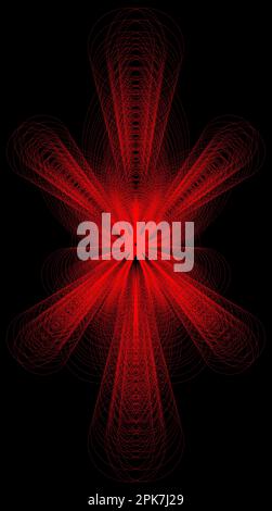 fractal burst background.black and red .astract vector design.red linee nello spazio scuro . motivo decorativo per pareti interne sovradimensionate con stampa. Foto Stock