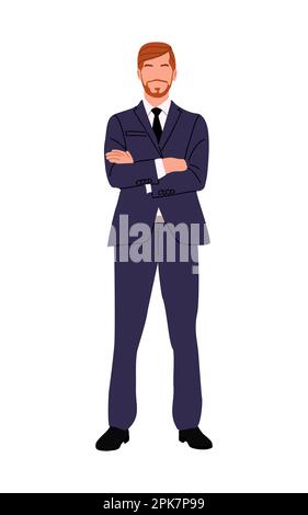 Business man carattere in piedi vettore su bianco . Illustrazione Vettoriale