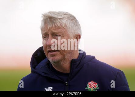 Allenatore capo Lancashire Glen Chapple il primo giorno della partita LV= Insurance County Championship Division Two presso Emirates Old Trafford, Manchester. Data immagine: Giovedì 6 aprile 2023. Foto Stock