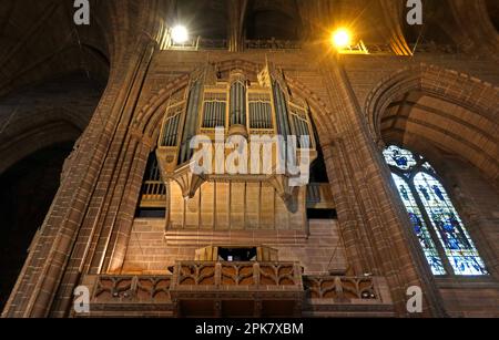 Grande organo 1926 all'interno della Cattedrale Anglicana, St James Mt, St James Road, Liverpool , Merseyside, INGHILTERRA, REGNO UNITO, L1 7AZ Foto Stock