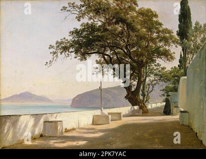 Terrazza con quercia, Sorrento 1834 di Thomas FearnleyTerrace Foto Stock