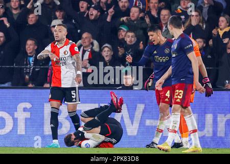 05-04-2023: Sport: Feyenoord contro Ajax (Coppa KNVB) ROTTERDAM, PAESI BASSI - APRILE 5: Quillindschy Hartman (Feyenoord Rotterdam), Lutshel Geertruida (Fe Foto Stock