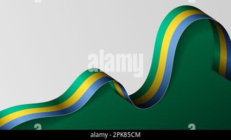 Sfondo bandiera a nastro Gabon. Elemento di impatto per l'uso che si desidera fare di esso. Illustrazione Vettoriale