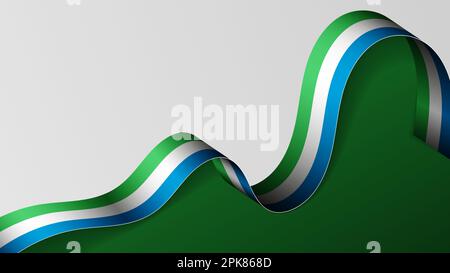 Sfondo della bandiera a nastro della Sierra Leone. Elemento di impatto per l'uso che si desidera fare di esso. Illustrazione Vettoriale