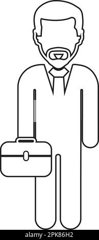 Icona linea uomo d'affari con valigetta a portata di mano. EPS vettoriale modificabile. Illustrazione Vettoriale