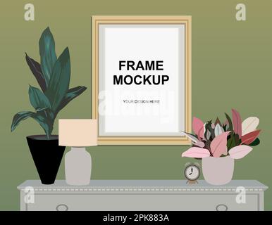 Cornice mockup per foto, arte da parete, stampa, poster. Illustrazione Vettoriale