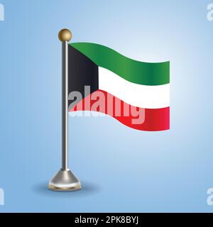 Bandiera della tabella di stato del Kuwait. Simbolo nazionale, illustrazione vettoriale Illustrazione Vettoriale