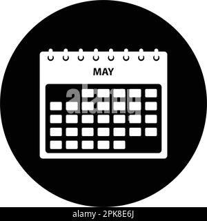 Icona Calendario di maggio. EPS vettoriale stile pulsante arrotondato. Illustrazione Vettoriale