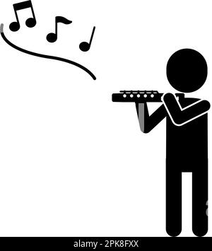 Musica, semplice pittogramma di flautista, Vector Illustration Illustrazione Vettoriale