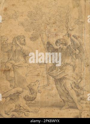 Arcangelo Uriel e il Drago 1637 di Giovanni Francesco Romanelli Foto Stock