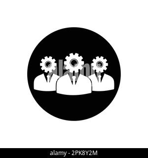 Icona del team di supporto tecnico. Illustrazione del simbolo EPS vettoriale modificabile stile pulsante arrotondato. Illustrazione Vettoriale